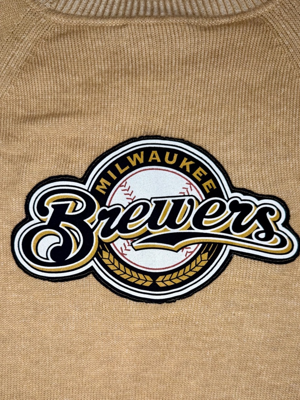 Custom Milwaukee Brewers Sweater Gap Wool Blend XL Neutral Cozy Casual MLB - Picture 4 of 6